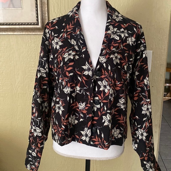 Rag & Bone Jessie Floral Print Linen Blend Shirt Jacket - Picture 2 of 11